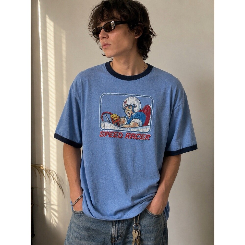 Vintage Speed Racer T Shirt Japanese Anime Blue Ringer TNT by Trau & Loevner 2XL